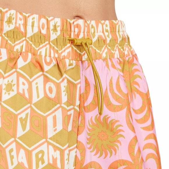 NWT FARM Rio x Adidas Logo Print Pacer Shorts Collab XL Pink Green Abstract - Picture 4 of 13